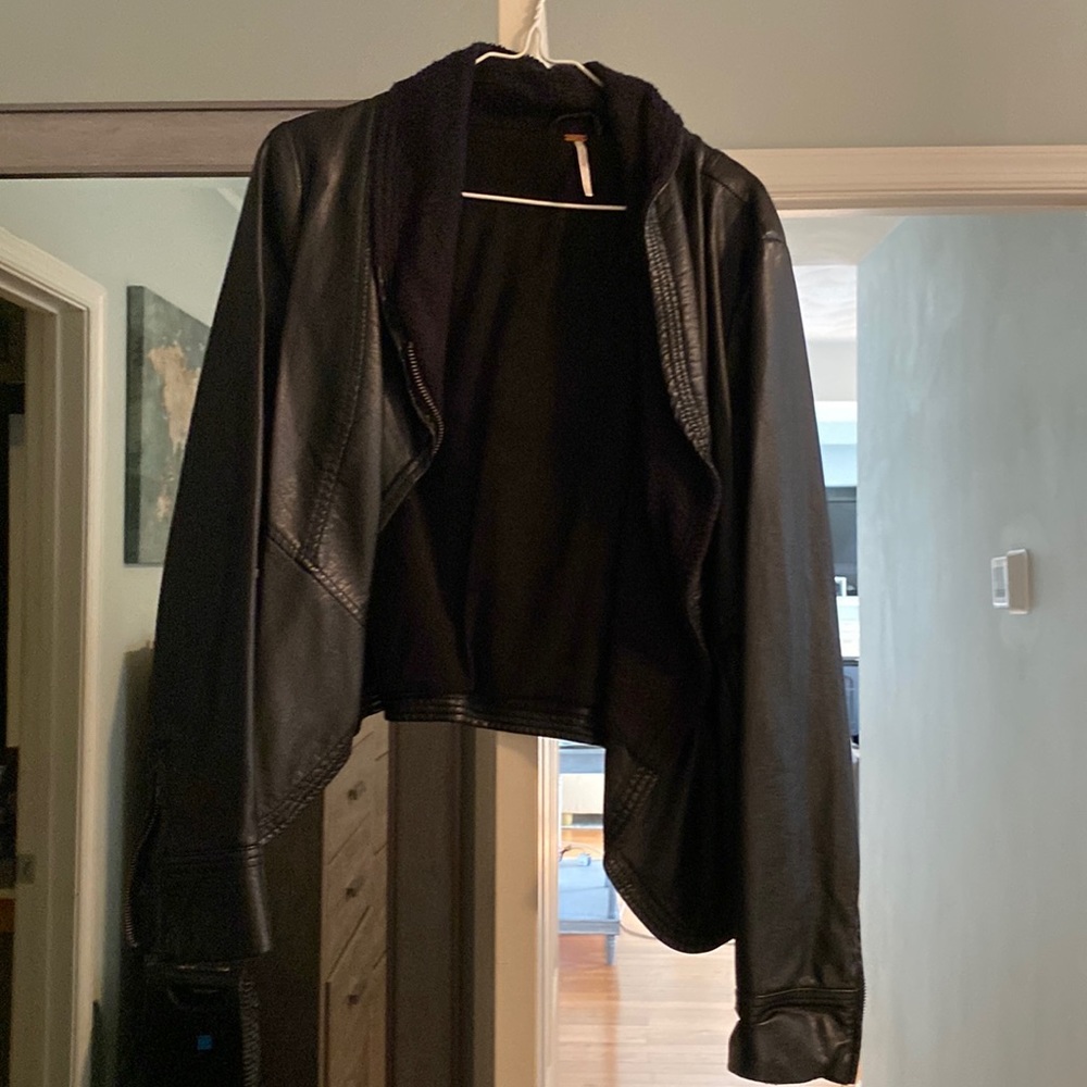 Free People leather jacket size 6 small white spot on the on the back